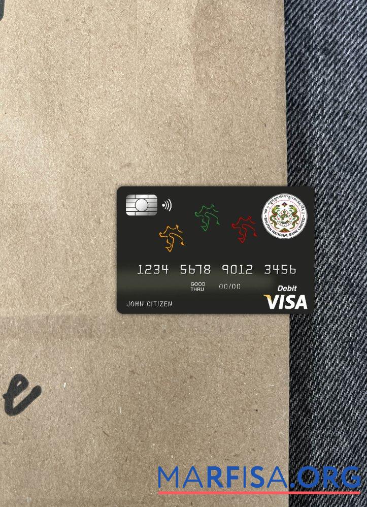 Downloadable Bhutan National bank bhutan visa card photolook front template